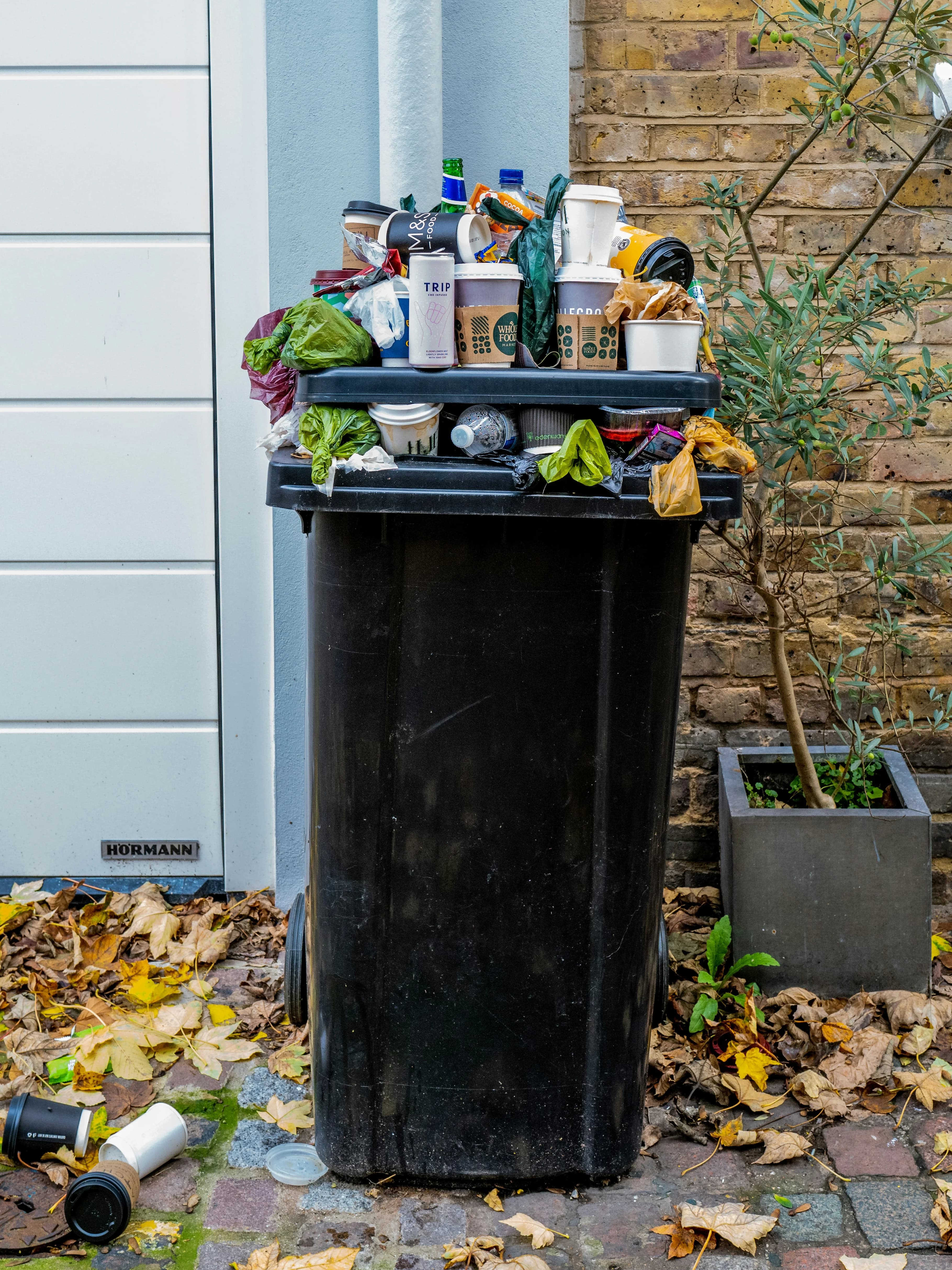 Recycling in trash bin